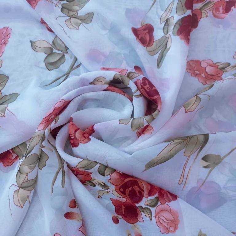 chiffon scarf white and mehroon