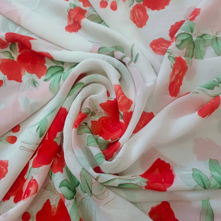 chiffon scarf white and red
